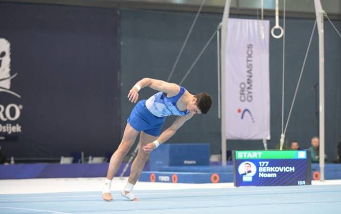 FIG APPARATUS WORLD CUP 2026 (CRO),Finals Day 1 (MAG, WAG), Hall Gradski vrt , Osijek, Croatia, 11.04.2026 BERKOVICH Noam (ISR) during FIG APPARATUS WORLD CUP 2026 (CRO),Final Day 1, FLOOR (MAG), Hall Gradski vrt , Osijek, Croatia, 11.04.2026 *** FIG APPARATUS WORLD CUP 2026 CRO ,Finals Day 1 MAG, WAG , Hall Gradski vrt , Osijek, Croatia, 11 04 2026 BERKOVICH Noam ISR during FIG APPARATUS WORLD CUP 2026 CRO ,Final Day 1, FLOOR MAG , Hall Gradski vrt , Osijek, Croatia, 11 04 2026 Copyright: xBEAUTIFULxSPORTS Stanusicx