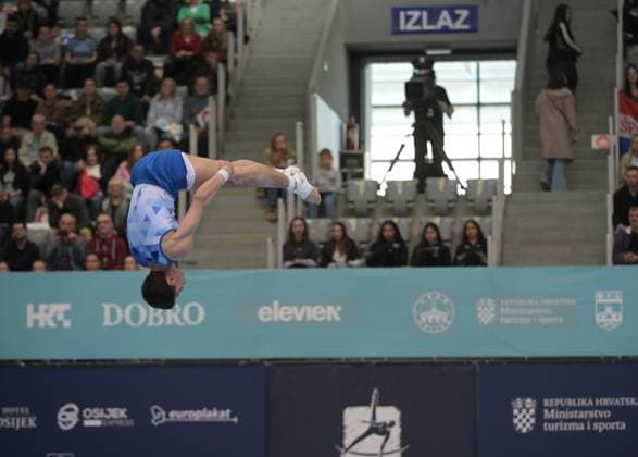 FIG APPARATUS WORLD CUP 2026 (CRO),Finals Day 1 (MAG, WAG), Hall Gradski vrt , Osijek, Croatia, 11.04.2026 BERKOVICH Noam (ISR) during FIG APPARATUS WORLD CUP 2026 (CRO),Final Day 1, FLOOR (MAG), Hall Gradski vrt , Osijek, Croatia, 11.04.2026 *** FIG APPARATUS WORLD CUP 2026 CRO ,Finals Day 1 MAG, WAG , Hall Gradski vrt , Osijek, Croatia, 11 04 2026 BERKOVICH Noam ISR during FIG APPARATUS WORLD CUP 2026 CRO ,Final Day 1, FLOOR MAG , Hall Gradski vrt , Osijek, Croatia, 11 04 2026 Copyright: xBEAUTIFULxSPORTS Stanusicx