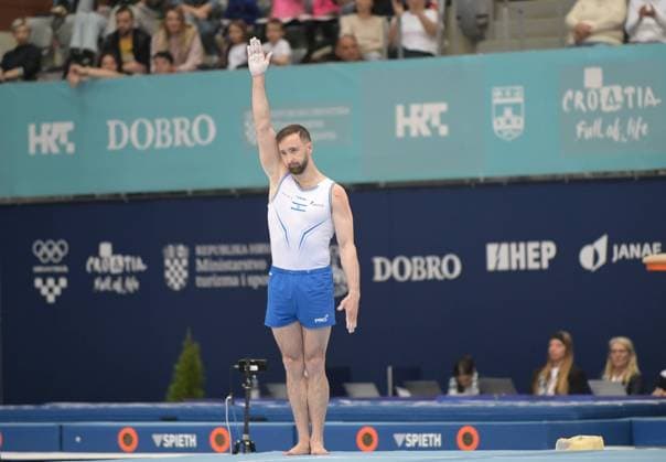 FIG APPARATUS WORLD CUP 2026 (CRO),Finals Day 1 (MAG, WAG), Hall Gradski vrt , Osijek, Croatia, 11.04.2026 DOLGOPYAT Artem (ISR) during FIG APPARATUS WORLD CUP 2026 (CRO),Final Day 1, FLOOR (MAG), Hall Gradski vrt , Osijek, Croatia, 11.04.2026 *** FIG APPARATUS WORLD CUP 2026 CRO ,Finals Day 1 MAG, WAG , Hall Gradski vrt , Osijek, Croatia, 11 04 2026 DOLGOPYAT Artem ISR during FIG APPARATUS WORLD CUP 2026 CRO ,Final Day 1, FLOOR MAG , Hall Gradski vrt , Osijek, Croatia, 11 04 2026 Copyright: xBEAUTIFULxSPORTS Stanusicx