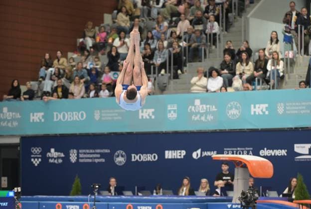 FIG APPARATUS WORLD CUP 2026 (CRO),Finals Day 1 (MAG, WAG), Hall Gradski vrt , Osijek, Croatia, 11.04.2026 DOLGOPYAT Artem (ISR) during FIG APPARATUS WORLD CUP 2026 (CRO),Final Day 1, FLOOR (MAG), Hall Gradski vrt , Osijek, Croatia, 11.04.2026 *** FIG APPARATUS WORLD CUP 2026 CRO ,Finals Day 1 MAG, WAG , Hall Gradski vrt , Osijek, Croatia, 11 04 2026 DOLGOPYAT Artem ISR during FIG APPARATUS WORLD CUP 2026 CRO ,Final Day 1, FLOOR MAG , Hall Gradski vrt , Osijek, Croatia, 11 04 2026 Copyright: xBEAUTIFULxSPORTS Stanusicx