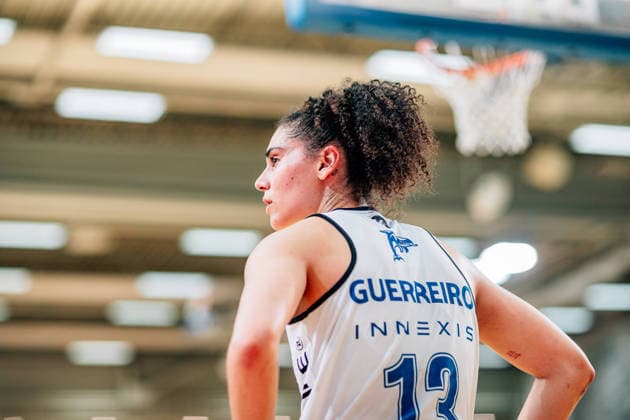 BB 1BL Women Syntainics MBC Lions BC Pharmaserv Marburg Sara Guerreiro BC Pharmaserv Marburg during the 2025 2026 season in the semi-final playoff in game 1 of 5 in the DBBL Toyota Bundesliga Syntainics MBC Lions and BC Pharmaserv Marburg at the SWH Arena on April 11, 2026 in Halle Saale, Sachsen Anhalt, Germany
