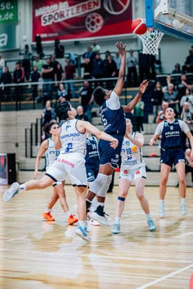 BB 1BL Women Syntainics MBC Lions BC Pharmaserv Marburg Khalis Cain GISA Lions MBC during the 2025 2026 season in the semi-final playoff in game 1 of 5 in the DBBL Toyota Bundesliga Syntainics MBC Lions and BC Pharmaserv Marburg at the SWH Arena on April 11, 2026 in Halle Saale, Sachsen Anhalt, Germany