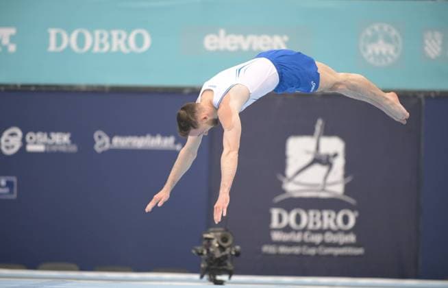 FIG APPARATUS WORLD CUP 2026 (CRO),Finals Day 1 (MAG, WAG), Hall Gradski vrt , Osijek, Croatia, 11.04.2026 DOLGOPYAT Artem (ISR) during FIG APPARATUS WORLD CUP 2026 (CRO),Final Day 1, FLOOR (MAG), Hall Gradski vrt , Osijek, Croatia, 11.04.2026 *** FIG APPARATUS WORLD CUP 2026 CRO ,Finals Day 1 MAG, WAG , Hall Gradski vrt , Osijek, Croatia, 11 04 2026 DOLGOPYAT Artem ISR during FIG APPARATUS WORLD CUP 2026 CRO ,Final Day 1, FLOOR MAG , Hall Gradski vrt , Osijek, Croatia, 11 04 2026 Copyright: xBEAUTIFULxSPORTS Stanusicx
