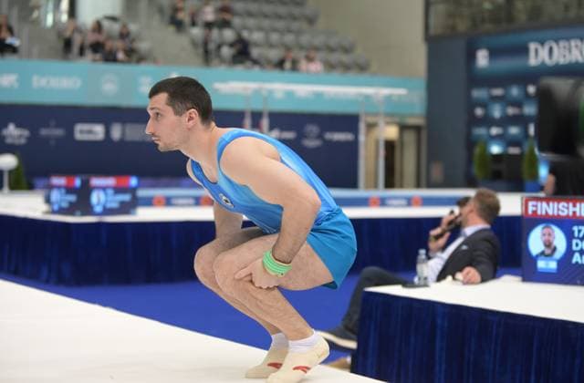 FIG APPARATUS WORLD CUP 2026 (CRO),Finals Day 1 (MAG, WAG), Hall Gradski vrt , Osijek, Croatia, 11.04.2026 AHARAMKOU Yahor (AIN) during FIG APPARATUS WORLD CUP 2026 (CRO),Final Day 1, FLOOR (MAG), Hall Gradski vrt , Osijek, Croatia, 11.04.2026 *** FIG APPARATUS WORLD CUP 2026 CRO ,Finals Day 1 MAG, WAG , Hall Gradski vrt , Osijek, Croatia, 11 04 2026 AHARAMKOU Yahor AIN during FIG APPARATUS WORLD CUP 2026 CRO ,Final Day 1, FLOOR MAG , Hall Gradski vrt , Osijek, Croatia, 11 04 2026 Copyright: xBEAUTIFULxSPORTS Stanusicx