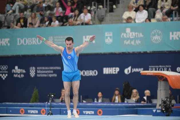 FIG APPARATUS WORLD CUP 2026 (CRO),Finals Day 1 (MAG, WAG), Hall Gradski vrt , Osijek, Croatia, 11.04.2026 AHARAMKOU Yahor (AIN) during FIG APPARATUS WORLD CUP 2026 (CRO),Final Day 1, FLOOR (MAG), Hall Gradski vrt , Osijek, Croatia, 11.04.2026 *** FIG APPARATUS WORLD CUP 2026 CRO ,Finals Day 1 MAG, WAG , Hall Gradski vrt , Osijek, Croatia, 11 04 2026 AHARAMKOU Yahor AIN during FIG APPARATUS WORLD CUP 2026 CRO ,Final Day 1, FLOOR MAG , Hall Gradski vrt , Osijek, Croatia, 11 04 2026 Copyright: xBEAUTIFULxSPORTS Stanusicx