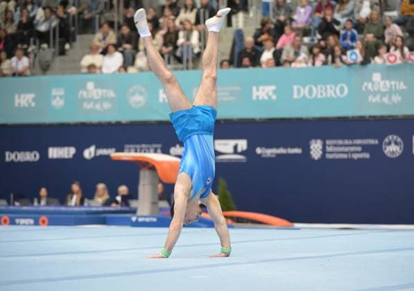 FIG APPARATUS WORLD CUP 2026 (CRO),Finals Day 1 (MAG, WAG), Hall Gradski vrt , Osijek, Croatia, 11.04.2026 AHARAMKOU Yahor (AIN) during FIG APPARATUS WORLD CUP 2026 (CRO),Final Day 1, FLOOR (MAG), Hall Gradski vrt , Osijek, Croatia, 11.04.2026 *** FIG APPARATUS WORLD CUP 2026 CRO ,Finals Day 1 MAG, WAG , Hall Gradski vrt , Osijek, Croatia, 11 04 2026 AHARAMKOU Yahor AIN during FIG APPARATUS WORLD CUP 2026 CRO ,Final Day 1, FLOOR MAG , Hall Gradski vrt , Osijek, Croatia, 11 04 2026 Copyright: xBEAUTIFULxSPORTS Stanusicx