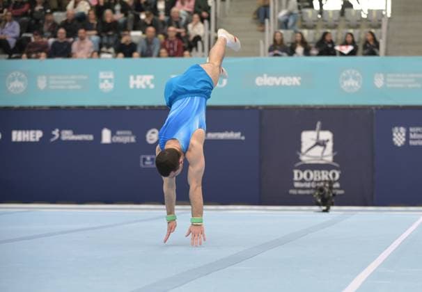FIG APPARATUS WORLD CUP 2026 (CRO),Finals Day 1 (MAG, WAG), Hall Gradski vrt , Osijek, Croatia, 11.04.2026 AHARAMKOU Yahor (AIN) during FIG APPARATUS WORLD CUP 2026 (CRO),Final Day 1, FLOOR (MAG), Hall Gradski vrt , Osijek, Croatia, 11.04.2026 *** FIG APPARATUS WORLD CUP 2026 CRO ,Finals Day 1 MAG, WAG , Hall Gradski vrt , Osijek, Croatia, 11 04 2026 AHARAMKOU Yahor AIN during FIG APPARATUS WORLD CUP 2026 CRO ,Final Day 1, FLOOR MAG , Hall Gradski vrt , Osijek, Croatia, 11 04 2026 Copyright: xBEAUTIFULxSPORTS Stanusicx