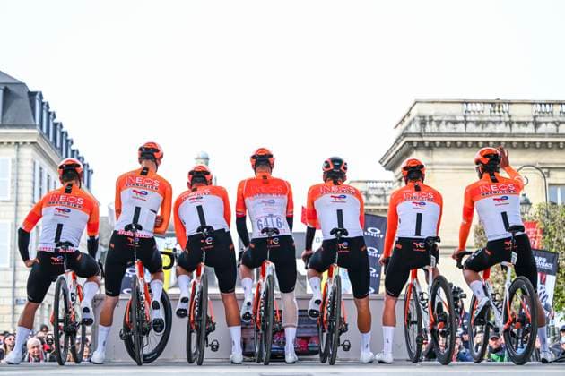 Paris - Roubaix Hauts-de-France 2026 Cycling Race ROUBAIX, FRANCE - APRIL 12 : Team INEOS Grenadiers on stage before the start of the race during the 123rd edition of Paris - Roubaix Hauts-de-France an UCI World Tour 1.UWT one day cycling road race for Men Elite of 258 km with start in Compiegne and finish in Roubaix on April 12, 2026 in Roubaix, France, 12 04 2026 ( Motordriver Kenny Verfaillie - Roubaix France  Copyright: xVincentxKalutx