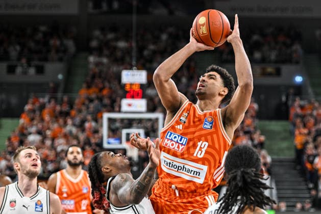 GER, BBL, ratiopharm Ulm vs BMA 365 Bamberg Baskets 11 04 2026, ratiopharm arena, Neu Ulm, GER, BBL, ratiopharm Ulm vs BMA 365 Bamberg Baskets, pictured Mark Smith Ulm, 13 nordphotoxGmbHx xHafner nph00200