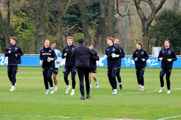 DEU, DFL, 2 FBL Hertha BSC, Training, 12 04 2026, Sportforum, Berlin, DEU, DFL, 2 FBL Hertha BSC, Training, im Bild Hertha Spielerkreis DFL regulations prohibit any use of Photographs as image sequences and or quasi video nordphotoxGmbHx xEngler nph00076