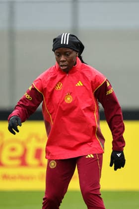 Herzogenaurach, Germany, April 12, 2026 International match preparation for the womens World Cup qualifier against Austria Training in Herzogenaurach In the picture Nicole Anyomi Germany Copyright: HMBxMedia MadeleinexFantini