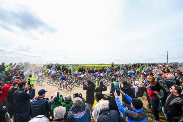 Paris - Roubaix Hauts-de-France 2026 Cycling Race ROUBAIX, FRANCE - APRIL 12 : Illustration picture cobblestones during the 123rd edition of Paris - Roubaix Hauts-de-France an UCI World Tour 1.UWT one day cycling road race for Men Elite of 258 km with start in Compiegne and finish in Roubaix on April 12, 2026 in Roubaix, France, 12 04 2026 ( Motordriver Kenny Verfaillie - Roubaix France  Copyright: xVincentxKalutx