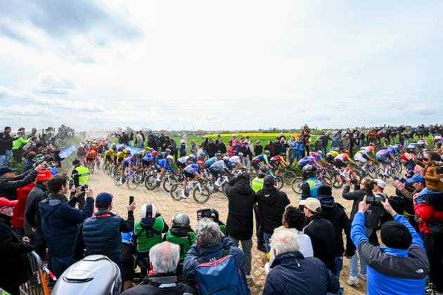 Paris - Roubaix Hauts-de-France 2026 Cycling Race ROUBAIX, FRANCE - APRIL 12 : Illustration picture cobblestones during the 123rd edition of Paris - Roubaix Hauts-de-France an UCI World Tour 1.UWT one day cycling road race for Men Elite of 258 km with start in Compiegne and finish in Roubaix on April 12, 2026 in Roubaix, France, 12 04 2026 ( Motordriver Kenny Verfaillie - Roubaix France  Copyright: xVincentxKalutx