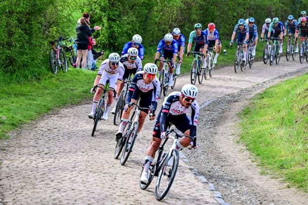 Slovenian Tadej Pogacar of UAE Team Emirates-XRG pictured in action during the men s Paris-Roubaix cycling race, Sunday 12 April 2026, around Roubaix, France. The 123rd edition of Paris-Roubaix cycling races will take on Sunday, with the women riding 143,1 km the men riding 258,3 km on Sunday. DIRKxWAEM  x170551315x