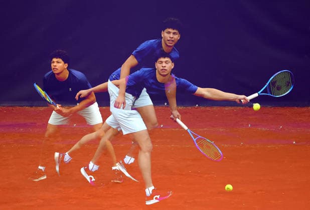 12 04 2026, BMW Open 2026, ATP Tour 500, MTTC Iphitos, Munich, Tennis, Sport, in the picture Ben Shelton USA multiple exposure