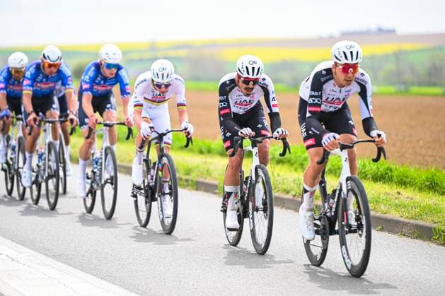 Paris - Roubaix Hauts-de-France 2026 Cycling Race ROUBAIX, FRANCE - APRIL 12 : Morgado Antonio (POR) of UAE Team Emirates XRG in action during the 123rd edition of Paris - Roubaix Hauts-de-France an UCI World Tour 1.UWT one day cycling road race for Men Elite of 258 km with start in Compiegne and finish in Roubaix on April 12, 2026 in Roubaix, France, 12 04 2026 ( Motordriver Kenny Verfaillie - Roubaix France  Copyright: xVincentxKalutx