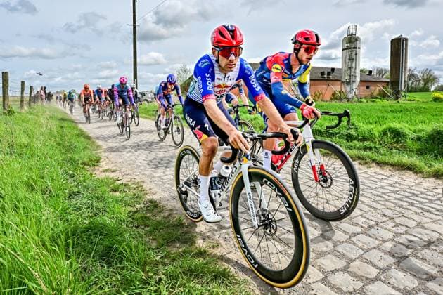 Belgian Gianni Vermeersch of Red Bull-BORA-hansgrohe pictured in action during the men s Paris-Roubaix cycling race, Sunday 12 April 2026, around Roubaix, France. The 123rd edition of Paris-Roubaix cycling races will take on Sunday, with the women riding 143,1 km the men riding 258,3 km on Sunday. DIRKxWAEM  x170552025x