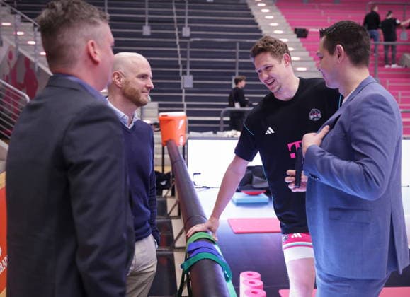 Patrick Heckmann with referees Telekom Baskets Bonn vs Basketball Löwen Loewen Braunschweig 29 Speiltag Saison 2025 26
