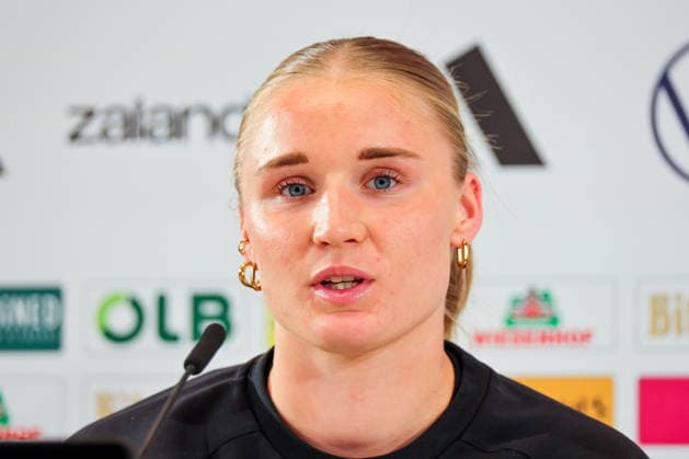 Herzogenaurach, Germany, April 12, 2026 International match preparations for the Womens World Cup qualifier against Austria Press conference in Herzogenaurach Pictured Copyright: HMBxMedia MadeleinexFantini