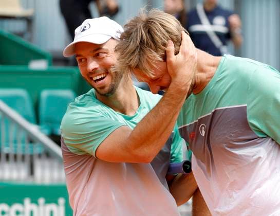 Rolex Monte-Carlo Masters PHOTOPQR NICE MATIN Dylan Meiffret ; Roquebrune Cap-Martin ; 12 04 2026 ; 119e edition du Rolex Monte-Carlo Masters de Tennis. Matchs du 8e jour. ICI : Finale du double, l equipe des allemands K. KRAWIETZ et T. PUETZ remportent la competition face a M. AREVALO et M. PAVIC ICI : K. KRAWIETZ et T. PUETZ Roquebrune Cap-Martin France  Copyright: xPHOTOPQR NICExMATIN MAXPPPxDylanxMeiffretx 20260412NIM9914 20260412NIM9914