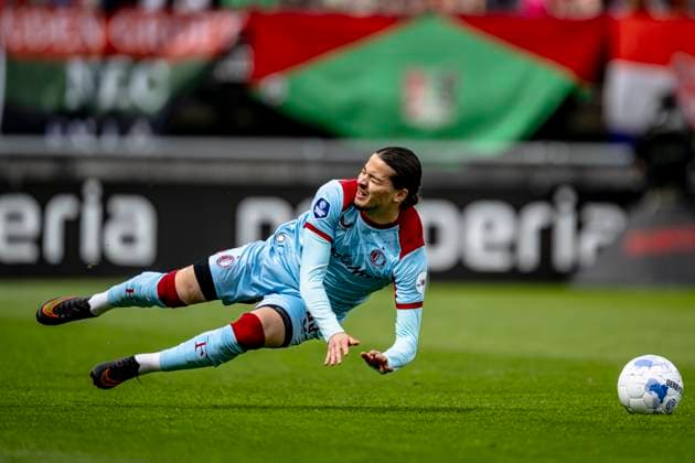 NIJMEGEN Feyenoord Rotterdam forward Anis Hadj Moussa during the Dutch Vriendenloterij Eredivisie match between NEC and Feyenoord at De Goffert stadium on April 12, 2026 in Nijmegen, the Netherlands Photo by Stefan Koops EYE4IMAGES DeFodi Images