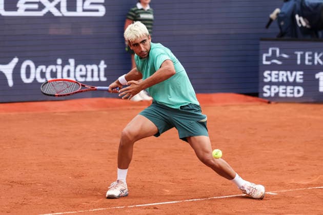 April 12, 2026, Barcelona, Barcelona, Spain: Daniel Medina of Spain in action agaisnt Ethan Quinn of United States in Qualifying match during the second day of the Barcelona Open Banc Sabadell 2026 at Real Club de Tenis Barcelona on April 12, 2026 in Barcelona, Spain. Barcelona Open Banc Sabadell - Conde Godo 2026 Day 2  - ZUMAa181 20260412_zaa_a181_112 Copyright: xJavierxBorregox