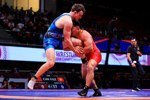 Senior Wrestling Asian Championships 92kg FS Iakov Chaplin KGZ df Hade Ayidusi CHN