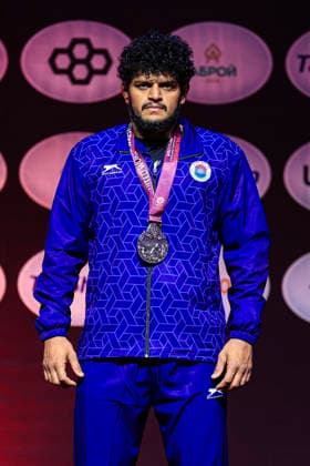 Senior Wrestling Asian Championships Podium 86kg FS Silver Mukul Dahiya IND