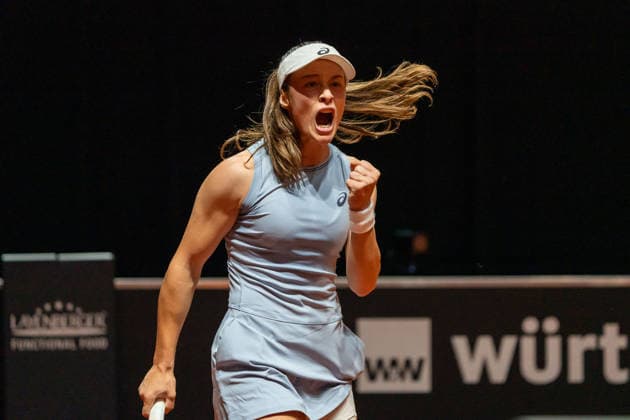 Zeynep Sonmez, Freude, Emotionen, Jubel, Zeynep Sonmez vs. Anna-Lena Friedsam, Tennis, ATP, Tennis Herren Turnier, WTA, Tennis Damen 500, Porsche Tennis Grand-Prix, Court 1, Qualifikation, 12.04.2026, Zeynep Sonmez vs. Anna-Lena Friedsam, Tennis, ATP-Turnier, WTA 500, Porsche Tennis Grand-Prix, Court 1, Qualifikation, 12.04.2026, Stuttgart *** Zeynep Sonmez, joy, emotions, jubilation, Zeynep Sonmez vs Anna Lena Friedsam, Tennis, ATP Tournament, WTA 500, Porsche Tennis Grand Prix, Court 1, Qualification, 12 04 2026, Zeynep Sonmez vs Anna Lena Friedsam, Tennis, ATP Tournament, WTA 500, Porsche Tennis Grand Prix, Court 1, Qualification, 12 04 2026, Stuttgart Copyright: xEibner-Pressefoto EdwardxCheungx EP_ECG