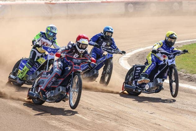 Krakow 12.04.2026. Zuzel Krajowa Liga Zuzlowa sezon 2025 2026 kolejka 1 mecz: Speedway Krakow - OK Kolejarz Opole --- Speedway Polish National Speedway League season 2025 2026 round 1 match: Speedway Krakow - OK Kolejarz Opole nz Marko Lewiszyn, Marko Levishyn, Kacper Lobodzinski, Matic Ivacic, Oskar Polis Fot. Konrad Swierad Arena Akcji NEWSPIX.PL --- newspix.pl 
