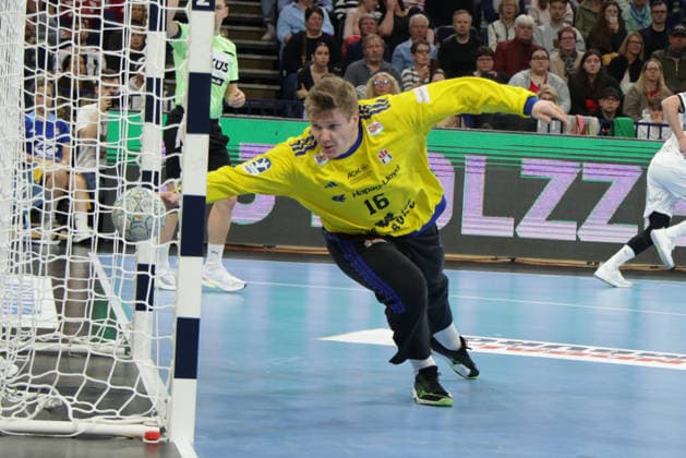 2026 04 12 xfsx Daikin HBL Handballl 1 Bundesliga Hamburger Sportverein Handball THW Kiel v l Goalkeeper Robin Haug 16, HSV Hamburg Handball Copyright: HMBxMedia FernandoxSoares