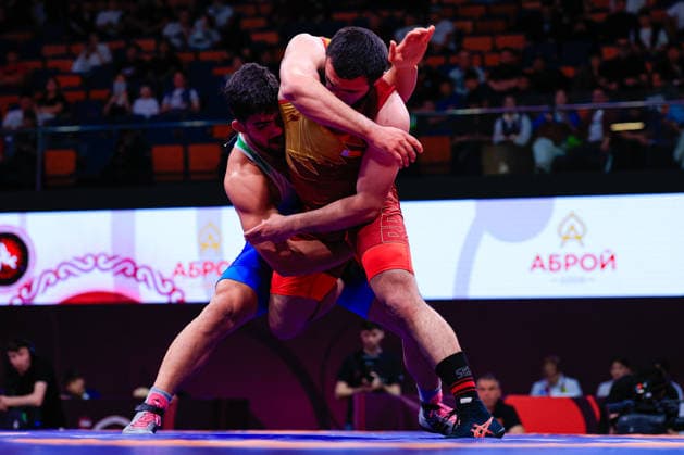 Senior Wrestling Asian Championships 92kg FS Mohammadmobin Gholamali Azimi IRI df Magomed Sharipov BRN Copyright: xKostadinxAndonovx xUnitedxWorldxWrestlingx Kostadin Andonov United World Wrestling