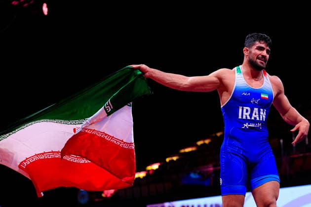 Senior Wrestling Asian Championships 92kg FS Mohammadmobin Gholamali Azimi IRI Copyright: xKostadinxAndonovx xUnitedxWorldxWrestlingx Kostadin Andonov United World Wrestling