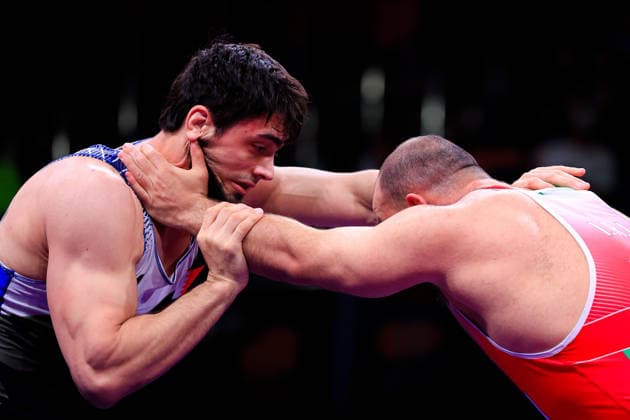 Senior Wrestling Asian Championships 125kg FS Amir Hossein Abbas Zare IRI df Shamil Magomed A Sharipov BRN Copyright: xKostadinxAndonovx xUnitedxWorldxWrestlingx Kostadin Andonov United World Wrestling