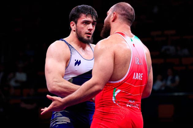 Senior Wrestling Asian Championships 125kg FS Amir Hossein Abbas Zare IRI df Shamil Magomed A Sharipov BRN Copyright: xKostadinxAndonovx xUnitedxWorldxWrestlingx Kostadin Andonov United World Wrestling