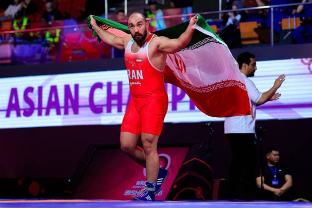Senior Wrestling Asian Championships 125kg FS Amir Hossein Abbas Zare IRI Copyright: xKostadinxAndonovx xUnitedxWorldxWrestlingx Kostadin Andonov United World Wrestling