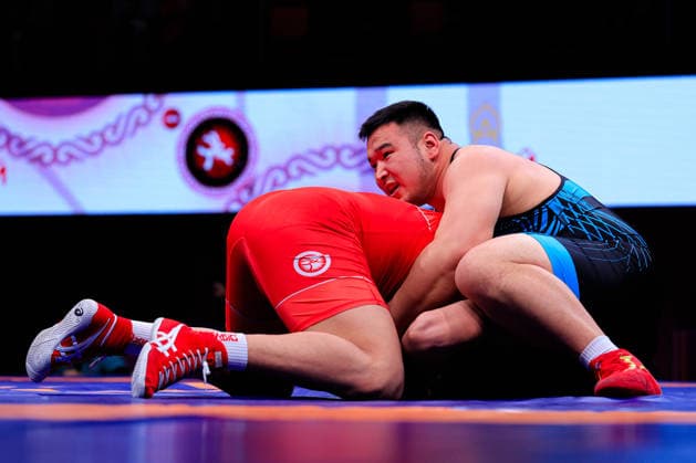 Senior Wrestling Asian Championships 125kg FS Yedige Kassimbek KAZ df Buheeerdun Buheeerdun CHN Copyright: xKostadinxAndonovx xUnitedxWorldxWrestlingx Kostadin Andonov United World Wrestling