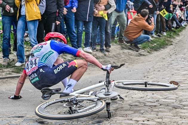 New Zealander Laurence Pithie of Red Bull-BORA-hansgrohe pictured during the men s Paris-Roubaix cycling race, Sunday 12 April 2026, around Roubaix, France. The 123rd edition of Paris-Roubaix cycling races will take on Sunday, with the women riding 143,1 km the men riding 258,3 km on Sunday. DIRKxWAEM  x170562608x