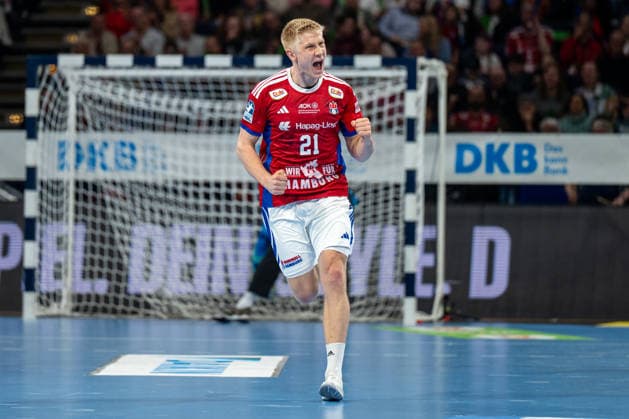 12 04 2026, xdobgx, Handball Daikin HBL, Handball Sport Verein Hamburg THW Kiel v l Frederik Bo Andersen Handball Sport Verein Hamburg, 21 Jubel, Torjubel, jubelt ueber das Tor, celebrate the goal, celebration