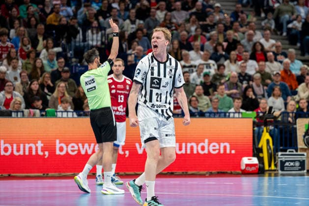12 04 2026, xdobgx, Handball Daikin HBL, Handball Sport Verein Hamburg THW Kiel v l Eric Johansson Kiel, 21 cheers, celebration