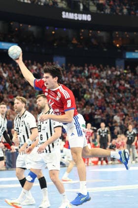 Handball Daikin Handball Bundesliga 2025 2026 Handball Sport Verein Hamburg vs THW Kiel Kaj Geenen Hamburg ,successful goal throw, Barclays Arena Hamburg