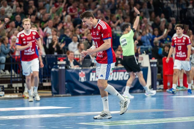 12 04 2026, xdobgx, Handball Daikin HBL, Handball Sport Verein Hamburg THW Kiel v l Nicolaj Jorgensen Handball Sport Verein Hamburg, 11 Jubel, Torjubel, jubelt ueber das Tor, celebrate the goal, celebration