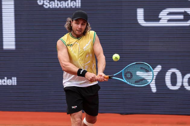 April 12, 2026, Barcelona, Barcelona, Spain: Marco Trungellitt of Argentina in action agaisnt Pedro Martinez of Spain in Qualifying match during the second day of the Barcelona Open Banc Sabadell 2026 at Real Club de Tenis Barcelona on April 12, 2026 in Barcelona, Spain. Barcelona Spain - ZUMAa181 20260412_zaa_a181_327 Copyright: xJavierxBorregox
