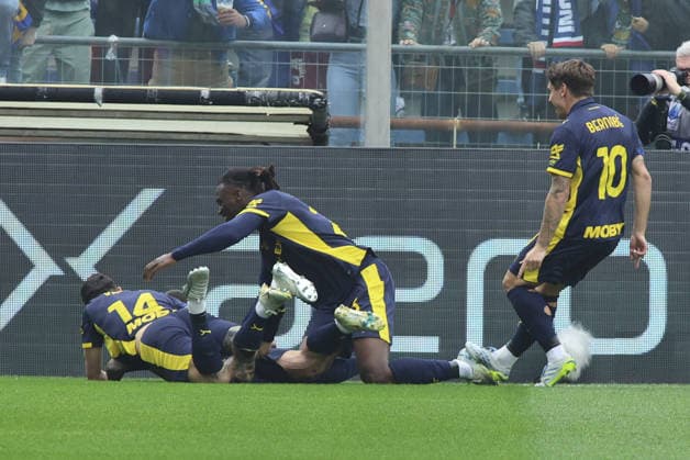 Gabriel Strefezza of Parma AC celebrates after scoring during Parma Calcio vs SSC Napoli, 32Â° Serie A Enilive 2025-26 game at New Balance Arena in Parma (PR), Italy, on April 12, 2026.  Copyright: xDavidexCasentini IPAxSportx xipa-agency.netx xx IPA_73913790 IPA_Agency_IPA73913790