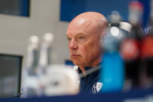 Germany Soccer 2 Bundesliga 2025 2026, Matchday 29 VfL Bochum vs Eintracht Braunschweig Vonovia Ruhrstadion Uwe Rösler Uwe Roesler Uwe Rosler Coach, VfL Bochum Press conference, Media Copyright: xJOERANxSTEINSIEKx