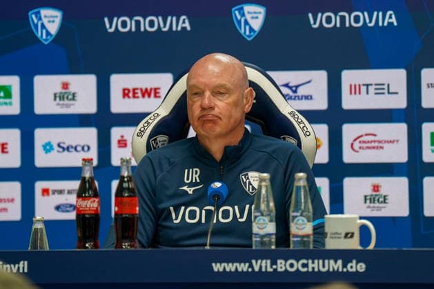 Germany Soccer 2 Bundesliga 2025 2026, Matchday 29 VfL Bochum vs Eintracht Braunschweig Vonovia Ruhrstadion Uwe Rösler Uwe Roesler Uwe Rosler Coach, VfL Bochum Press conference, Media Copyright: xJOERANxSTEINSIEKx