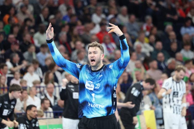 Handball Daikin Handball Bundesliga 2025 2026 Handball Sport Verein Hamburg vs THW Kiel Gonzalo Perez de Vargas, held ball, cheering Barclays Arena Hamburg