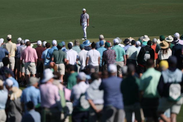 Golf - Masters Tournament round 4 Jon Rahm of Spain at the second green in the final round of the 2026 Masters Tournament at the Augusta National Golf Club in Augusta, Georgia, USA, 12 April 2026. AUGUSTA GEORGIA United States  Copyright: xCHRISxTORRESx