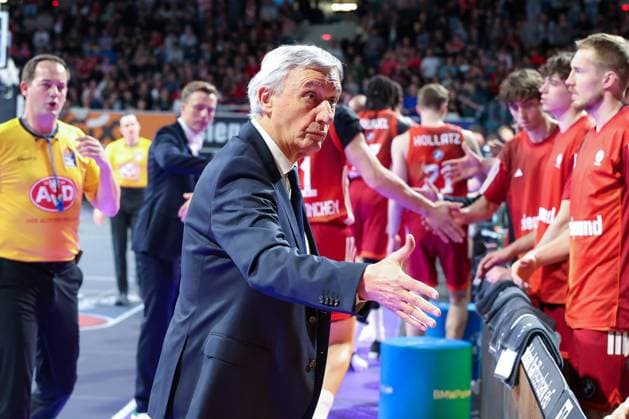 Head Coach Svetislav Pesic FC Bayern Muenchen Basketball , FC Bayern Muenchen Basketball vs Niners Chemnitz, easyCredit BBL, Basketball, Bundesliga, Men, Main Round, April 12, 2026 Muenchen Bayern Germany Copyright: xkolbert-press MartinxAgüerax
