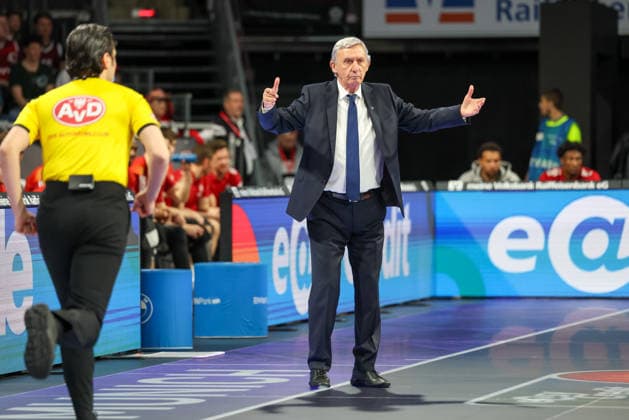 Svetislav Pesic FC Bayern Basketball, Head Coach , GER, FC Bayern Basketball vs Niners Chemnitz, Basketball, easycredit Basketball Bundesliga, 29 Matchday, Season 2025 2026, 12 04 2026, GER, FC Bayern Basketball vs Niners Chemnitz, Basketball, easycredit Basketball Bundesliga, 29 Matchday, Season 2025 2026, 12 04 2026 Muenchen Copyright: xEibner-Pressefoto JennixMaulx EP_JML